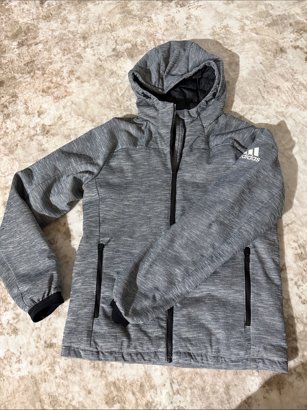 adidas Heather Gray Hooded Performance Jacket